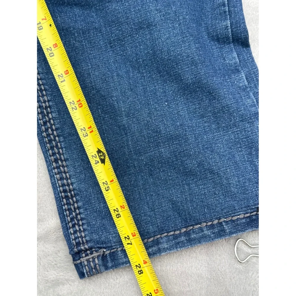 Rock Revival Calden Straight Blue Denim Jeans Mens 36x28 Medium Wash Embroidery